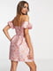 Платье А-силуэта розовое в цветочный принт | 6329683 | фото 4