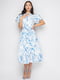 Платье А-силуэта бело-голубое в принт | 6276328 | фото 2