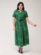 Платье А-силуэта зеленое с принтом | 6330290