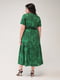 Платье А-силуэта зеленое с принтом | 6330290 | фото 4