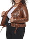 Куртка кожаная коричневая в принт | 6330326 | фото 4