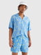 Рубашка голубая с пальмовым принтом | 6330390