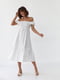 Платье А-силуэта белое в горошек с открытыми плечами | 6331256 | фото 3