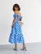 Платье А-силуэта синее в крупные цветы с открытыми плечами | 6331257 | фото 6