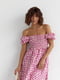 Платье А-силуэта розовое в мелкие цветы с открытыми плечами | 6331260 | фото 5