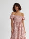 Платье А-силуэта терракотовое в мелкие цветы с открытыми плечами | 6331261 | фото 5
