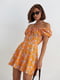 Платье А-силуэта оранжевое в цветочный принт | 6325990 | фото 2