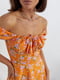 Платье А-силуэта оранжевое в цветочный принт | 6325990 | фото 4