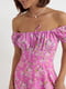 Платье А-силуэта розовое в цветочный принт | 6325991 | фото 6
