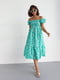 Сукня-А силуету смарагдового кольору в квітковий принт | 6331324 | фото 3