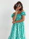 Сукня-А силуету смарагдового кольору в квітковий принт | 6331324 | фото 4