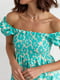 Сукня-А силуету смарагдового кольору в квітковий принт | 6331324 | фото 7