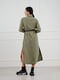 Сукня-сорочка оливкового кольору | 6331380 | фото 4