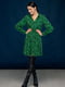 Платье А-силуэта зеленое с принтом | 6331390 | фото 2