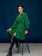 Платье А-силуэта зеленое с принтом | 6331390 | фото 3