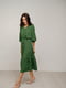 Платье А-силуэта зеленое с принтом | 6331428 | фото 3
