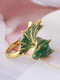 Красивое женское кольцо с зеленой эмалью “Дракон” | 6332812 | фото 2