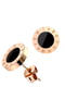 Круглі сережки-гвоздики з нержавіючої сталі з римськими цифрами та чорною вставкою позолота. | 6332871 | фото 4