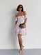 Платье А-силуэта лавандового цвета с принтом и драпировкой спереди | 6333048 | фото 3