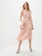 Платье шифоновое А-силуэта персиковое с принтом | 6331584 | фото 2