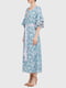 Платье А-силуэта голубое с принтом | 6331631 | фото 2