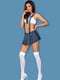 Еротичний ігровий костюм: топ, спідниця, стрінги, краватка, підколінки | 6335767 | фото 3