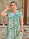 Платье А-силуэта бело-зеленое с принтом | 6336765 | фото 2