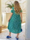 Платье А-силуэта зеленое с цветочным принтом | 6336767 | фото 3