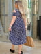 Платье А-силуэта темно-синее с цветочным принтом | 6336773 | фото 2