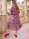 Платье А-силуэта розовое с цветочным принтом | 6336780 | фото 4