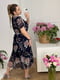 Сукня А-силуету темно-синя з квітковим принтом | 6336783 | фото 4