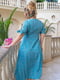 Сукня А-силуету бірюзова з квітковим принтом | 6336784 | фото 3
