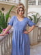 Платье А-силуэта голубое с цветочным принтом | 6336785 | фото 3