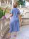 Платье А-силуэта голубое с цветочным принтом | 6336785 | фото 4