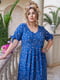 Платье А-силуэта цвета электрик с цветочным принтом | 6336786 | фото 3