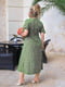 Сукня А-силуету кольору хакі з квітковим принтом | 6336789 | фото 4