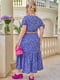 Платье А-силуэта голубое с цветочным принтом | 6336790 | фото 3