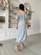 Платье А-силуэта голубое с цветочным принтом | 6336830 | фото 6