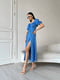 Платье А-силуэта синее с цветочным принтом | 6336835 | фото 4