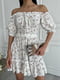 Платье А-силуэта молочного цвета с цветочным принтом | 6336840 | фото 3