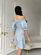 Платье А-силуэта голубое с цветочным принтом | 6336842 | фото 3