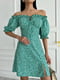 Сукня А-силуету зелена з квітковим принтом | 6336844 | фото 3