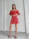 Платье А-силуэта красное с цветочным принтом | 6336847 | фото 4