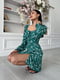 Платье А-силуэта зеленое с принтом | 6336852 | фото 3