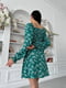 Платье А-силуэта зеленое с принтом | 6336852 | фото 7