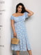 Сукня А-силуету блакитна з квітковим принтом | 6336877 | фото 3
