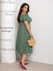 Платье А-силуэта зеленое с цветочным принтом | 6336879 | фото 2