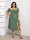 Платье А-силуэта зеленое с цветочным принтом | 6336879 | фото 3