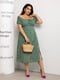 Платье А-силуэта зеленое с цветочным принтом | 6336879 | фото 4