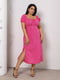 Платье А-силуэта розовое с цветочным принтом | 6336880
